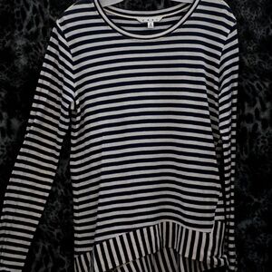 CAbi Navy & White Striped Top